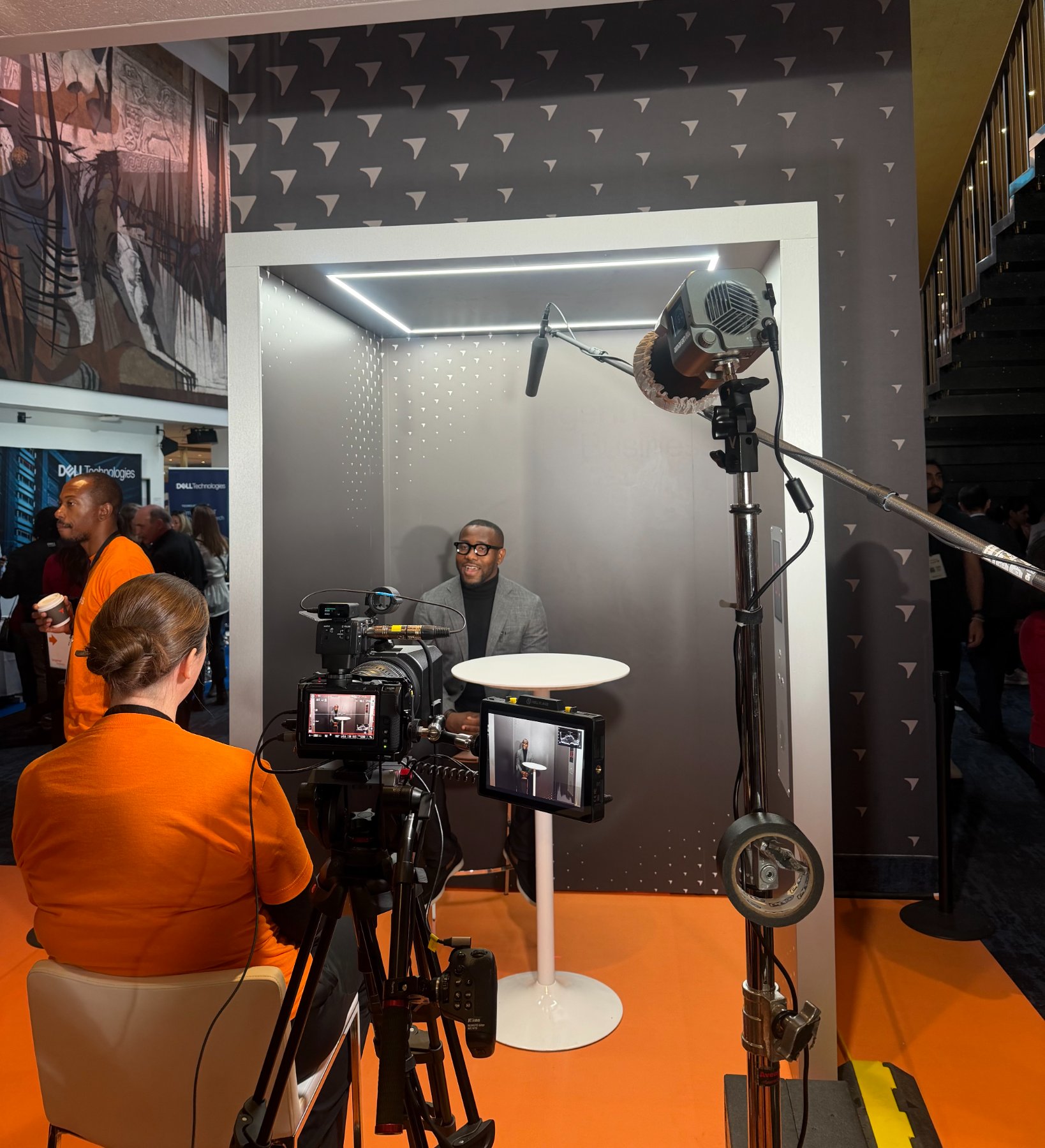 Richard Oyekunle being interviewed on camera